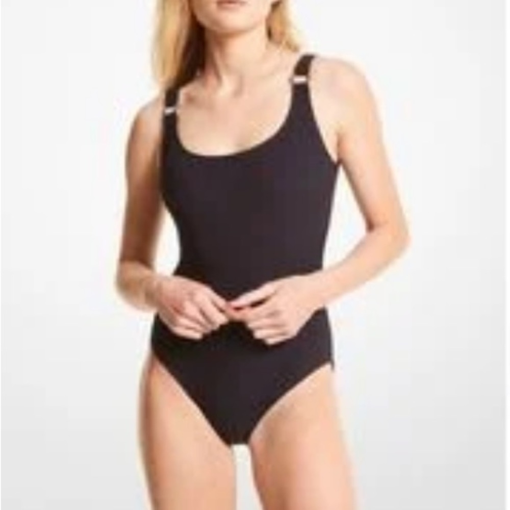 Michael Kors open back one piece swimsuit navy blue size 6